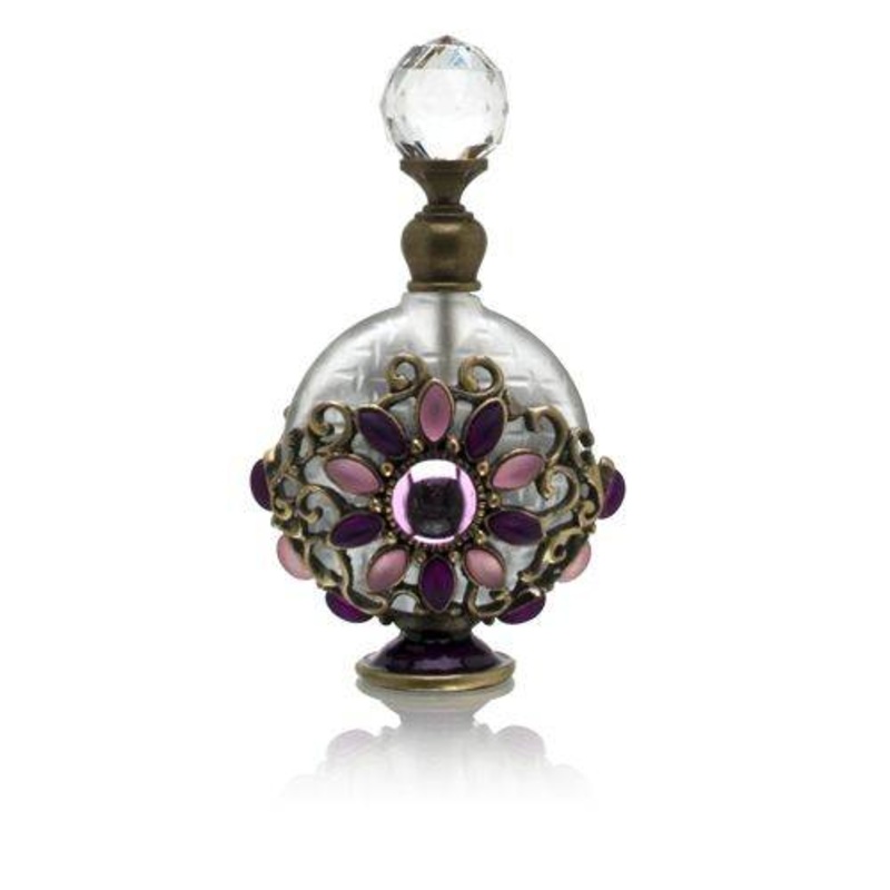 Perfume Bottle (Floral with Pink and Purple Rainstone) PB-319