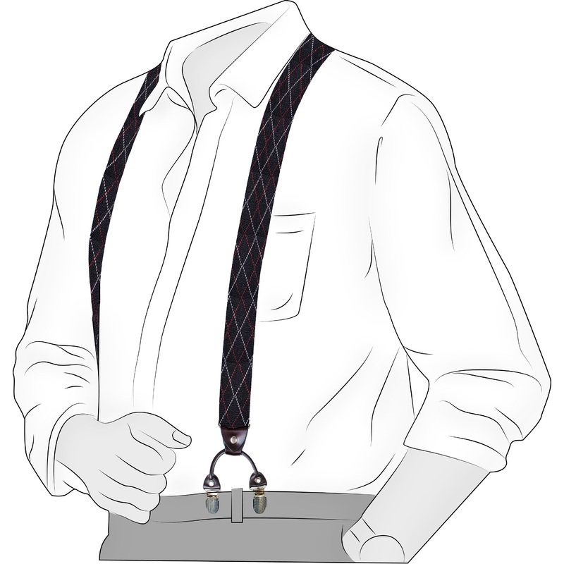 Chokore Stretchy Y-shaped Suspenders with 6-clips (Black & Gray)