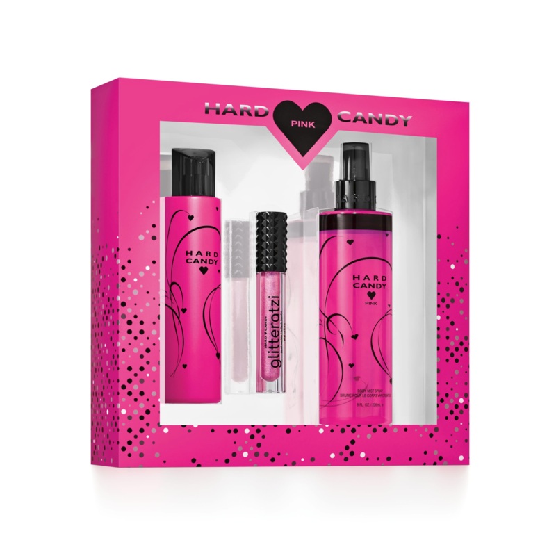 Hard Candy Pink 3PCS Gift Set - 50ML EDP Spray + 236ML Body Mist Spray + 2.7G Glitteratzi Liquid Sparkler Confetti (Women)