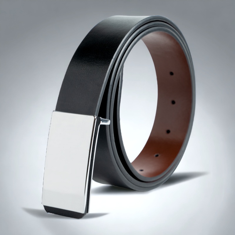 Chokore Genuine Leather Belt with Plate Removable Buckle (Black)