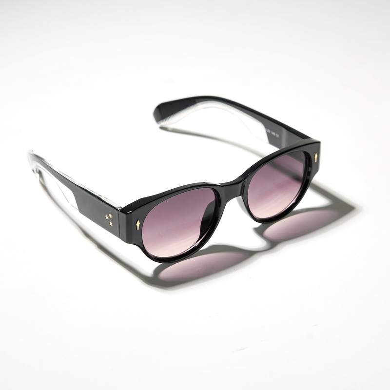 Chokore Trendy Round Sunglasses with Thick Temple (Black)