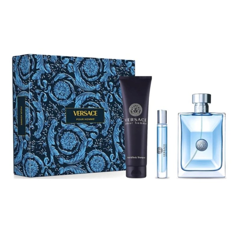 Versace Pour Homme 3PCS Gift Set - 100ML EDT Spray + 150ML Hair & Body Shampoo + 10ML EDT Spray (Men)