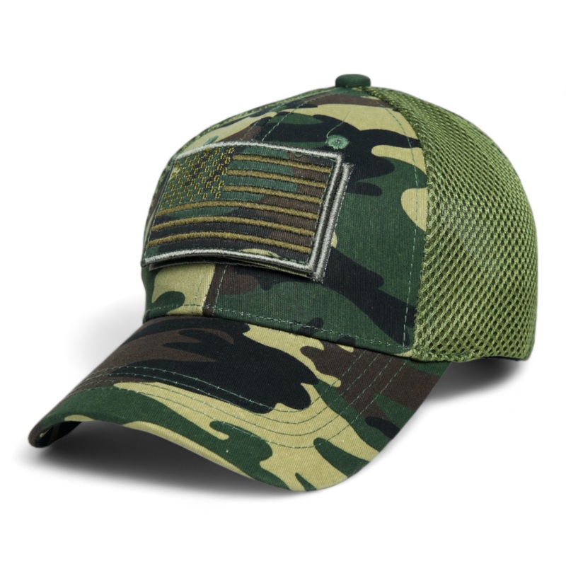 Chokore Camouflage Patch Baseball Cap with Mesh Detailing (Army Green)