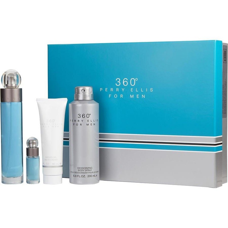 Perry Ellis 360 Gift Set for Men (4PC) 100mL + 200mL body spray + 90mL shower gel + 7.5mL mini