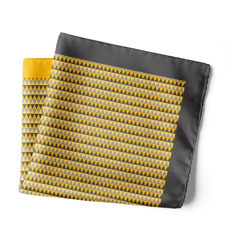 Chokore Tangerine & Grey Silk Pocket Square from the Plaids line 13.513.5