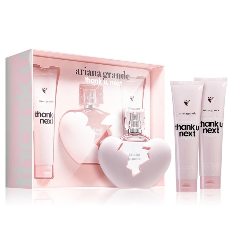 Thank U Next By Ariana Grande EDP Gift Set (3PC) 100mL + Body Souffle 100mL + Shower Gel 100mL