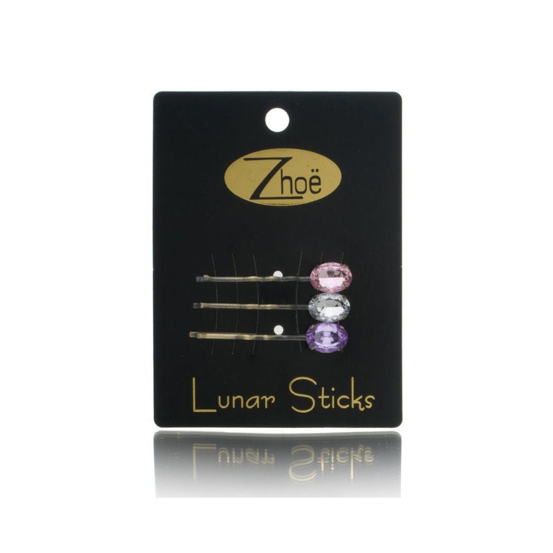 Zhoe Lunar Sticks Hair Pins Model No. 24102 - Aqua, Smokey Gray & Green