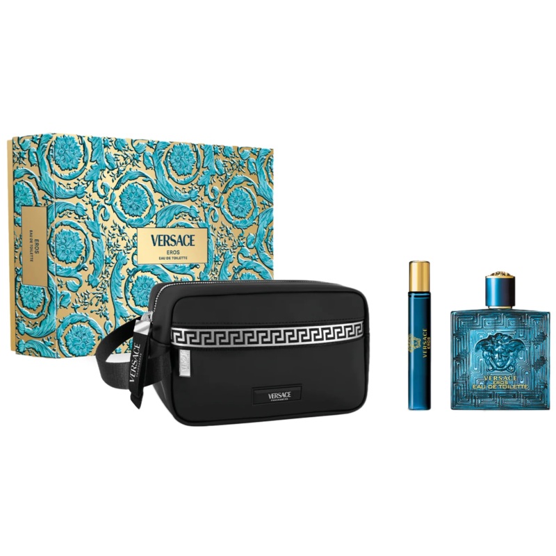 Versace Eros (Eau De Toilette) Black Trousse Gift Set - 100ML EDT Spray + 10ML EDT Spray (Men)