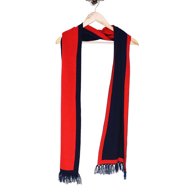 Chokore Two-in-One Men's Casual Red and Blue color Acrylic Woolen Muffler, Scarf & Stole for Winter