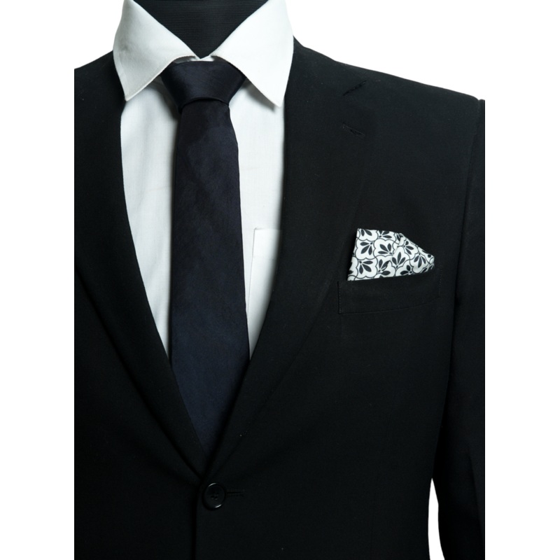Chokore Jaali Good (Black) - Pocket Square & Black color silk tie for men