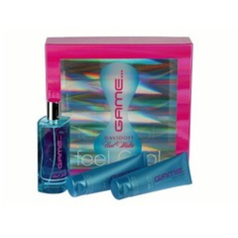 Cool Water Game Gift Set by Davidoff 3 Piece Gift Set: 3.4 oz Eau de Toilette Spray + 2.5 oz Body Lotion + 2.5 oz Shower Gel for Women