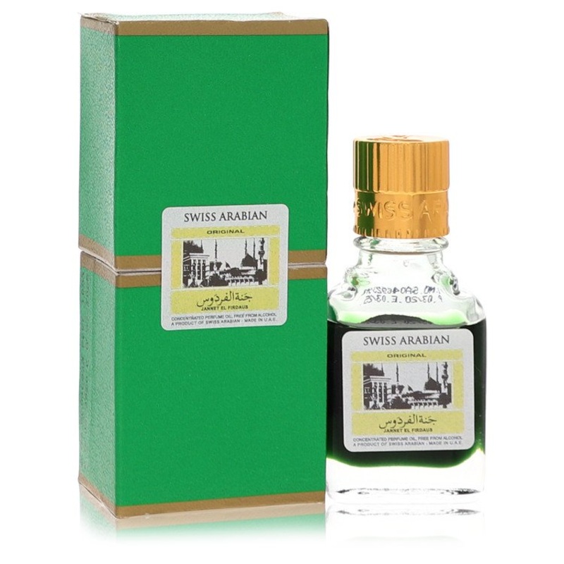 Jannet El Firdaus by Swiss Arabian Concentrated Perfume Oil Free From Alcohol (Unisex Green Attar) .30 oz / 9 ml for Men