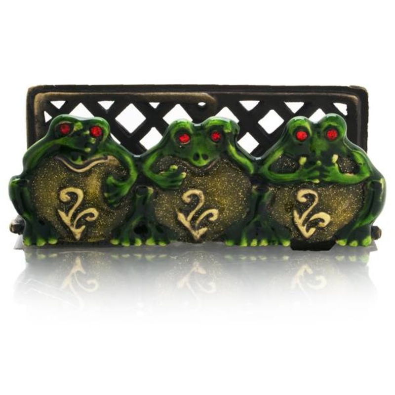 See-Hear-Speak No Evil Frog Business Card Holder Model No. H-212